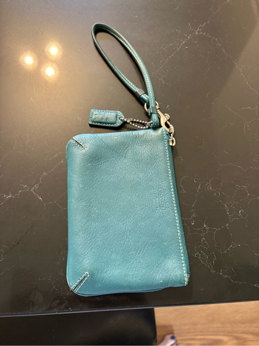 Coach vintage 90s Teal Leather Wristlet Pouch - Women's Small Bag